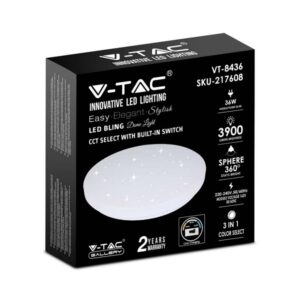 Plafoniera da Parete LED 36w Luce CCT 3 in 1 3900 Lumen Rotonda